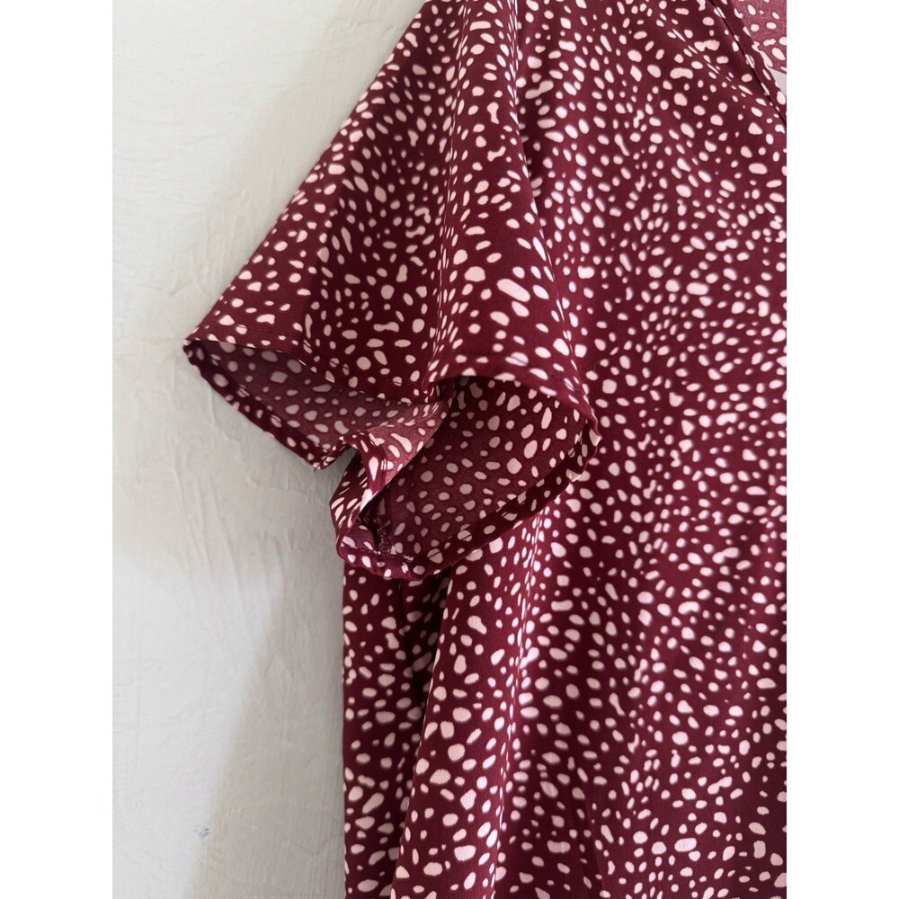 Woman’s Large Lightweight Emory Rose Loose Fit Maroon/White Dress - Picture 4 of 9